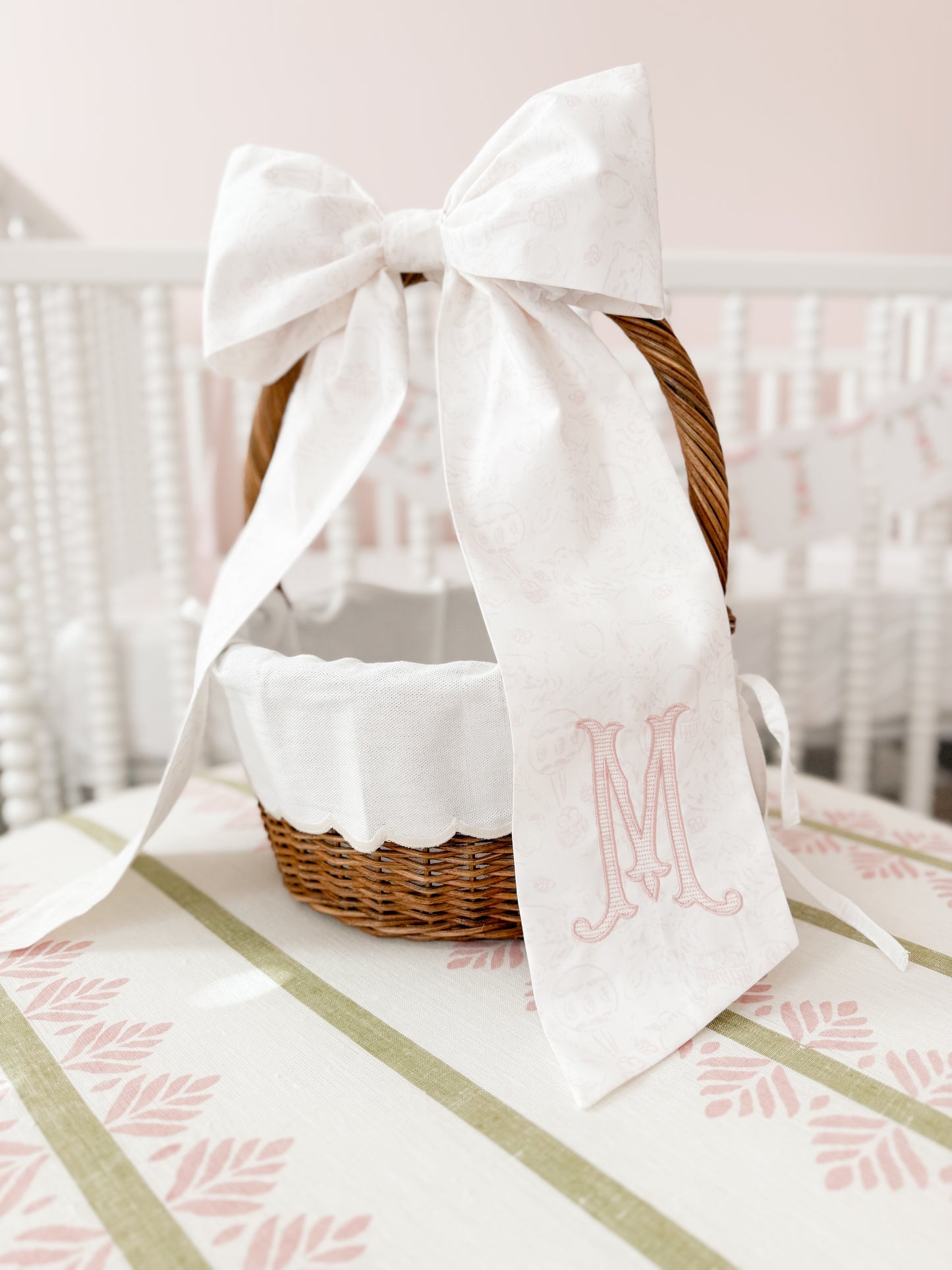 Whimsy By Angela Pink Toile- Easter Bow