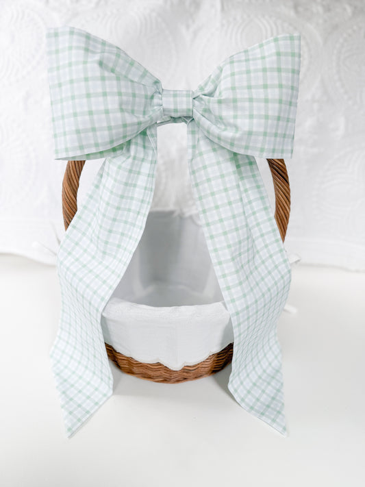 Ashley Bonovitch Blue/Green Gingham - Easter Bow